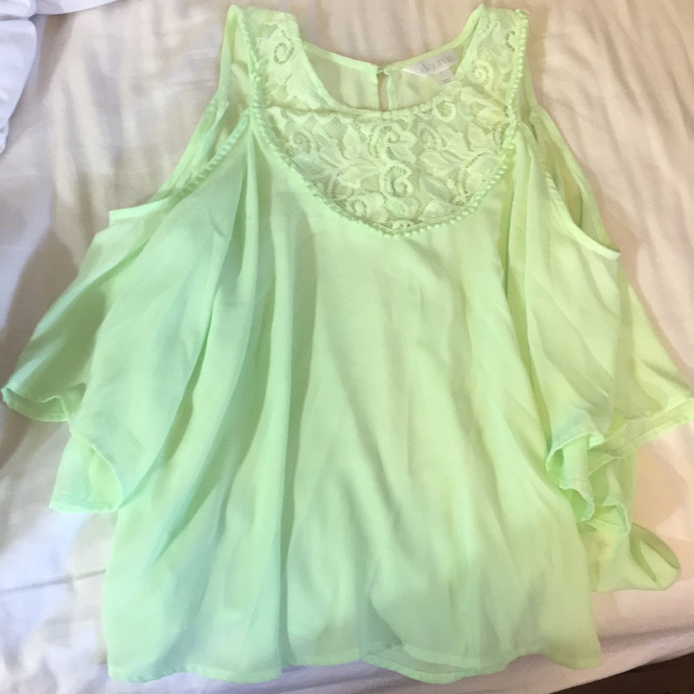 Flowy off the shoulder blouse. Mint color